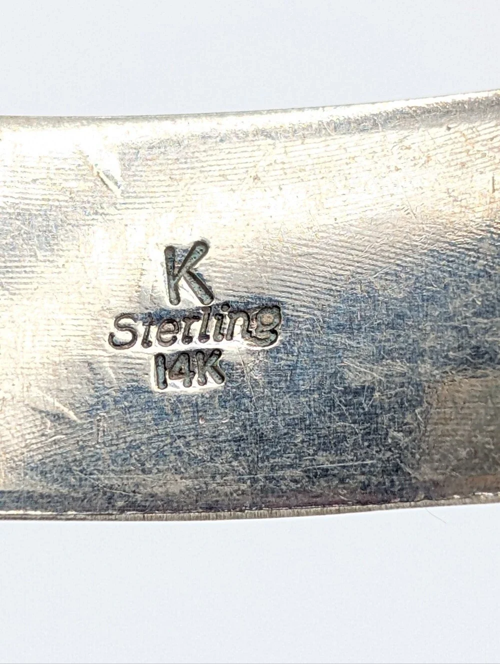 Sterling and 14k Native American Cuff Bracelet